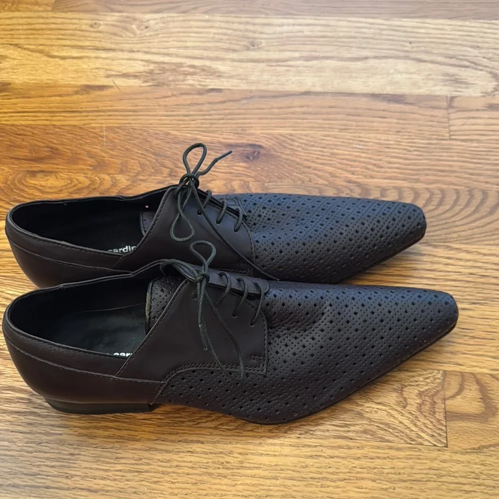 Pierre Cardin Men's Brown Perforated Leather Lace-Up Dress Shoes